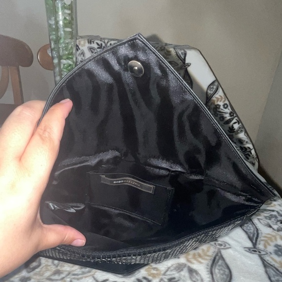 BCBGMaxAzria Shiny Sequin Envelope Clutch, Silvertone Hardware - Picture 9 of 13